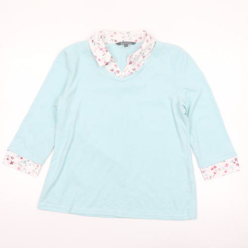 Bonmarché Women’s Blue 3/4 Sleeve V-Neck Blouse Size 14