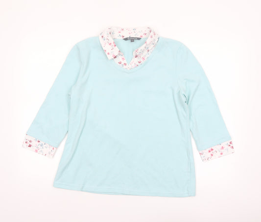 Bonmarché Women’s Blue 3/4 Sleeve V-Neck Blouse Size 14