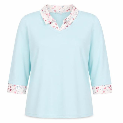 Bonmarché Women’s Blue 3/4 Sleeve V-Neck Blouse Size 14