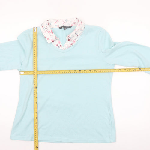 Bonmarché Women’s Blue 3/4 Sleeve V-Neck Blouse Size 14