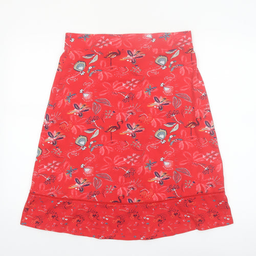 Roman Originals Women’s Red Floral A-Line Cotton Stretch Skirt Size 12
