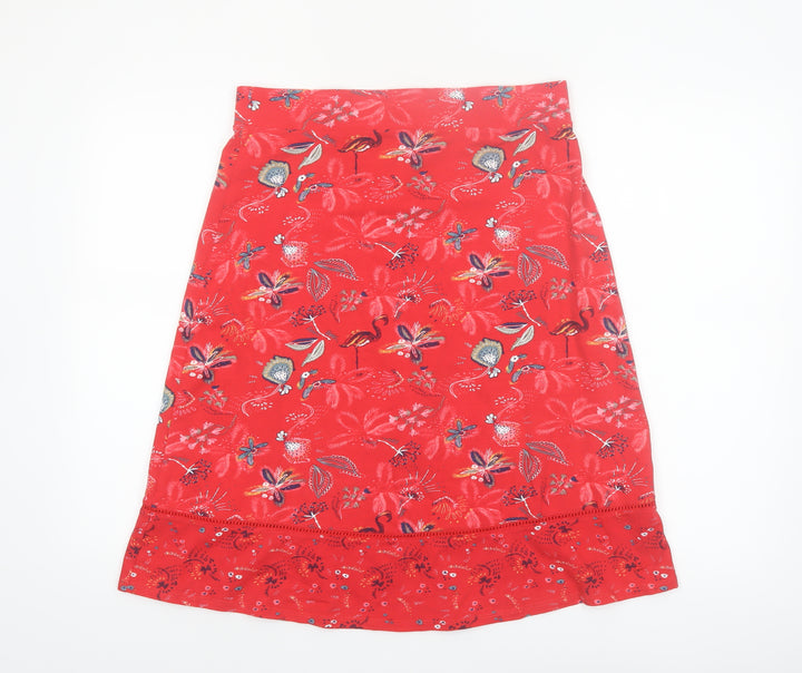 Roman Originals Women’s Red Floral A-Line Cotton Stretch Skirt Size 12
