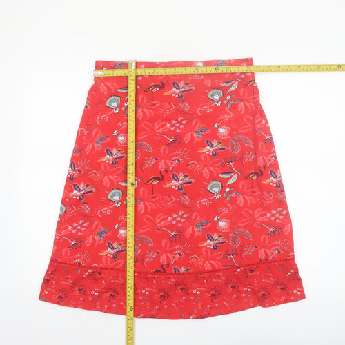 Roman Originals Women’s Red Floral A-Line Cotton Stretch Skirt Size 12