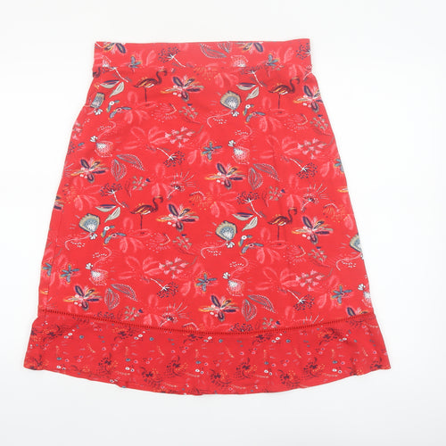 Roman Originals Women’s Red Floral A-Line Cotton Stretch Skirt Size 12