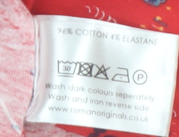 Roman Originals Women’s Red Floral A-Line Cotton Stretch Skirt Size 12