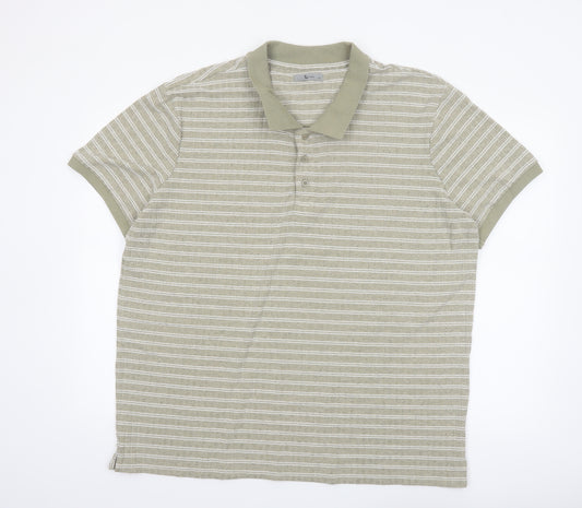 Tu Mens Beige Striped Polo Shirt XL Classic Fit