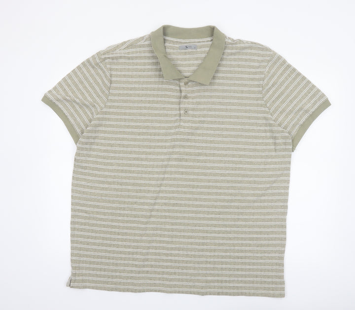 Tu Mens Beige Striped Polo Shirt XL Classic Fit