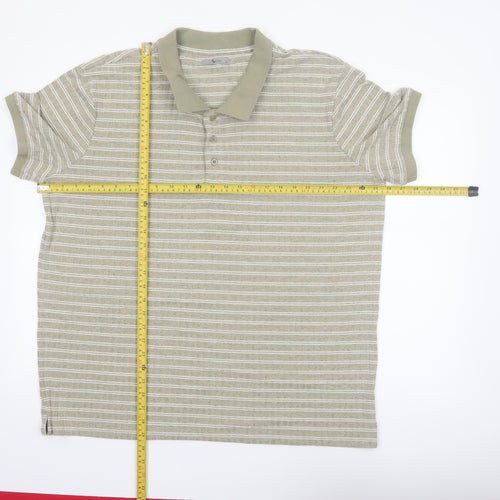 Tu Mens Beige Striped Polo Shirt XL Classic Fit