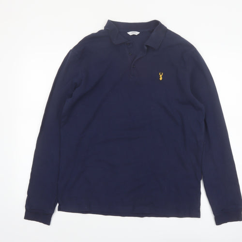 Next Men’s Blue Long Sleeve Stretch Polo Shirt Size L