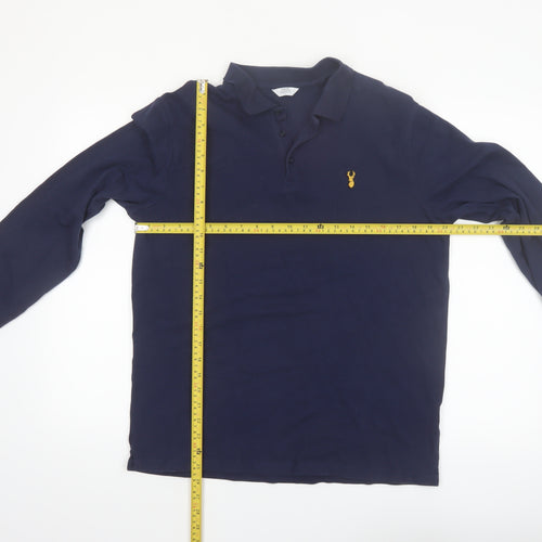 Next Men’s Blue Long Sleeve Stretch Polo Shirt Size L