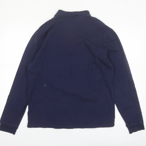 Next Men’s Blue Long Sleeve Stretch Polo Shirt Size L