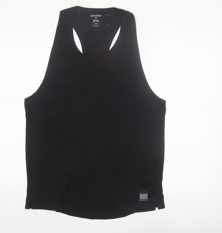 Superdry Mens Black Sleeveless Tank Top L Regular Fit
