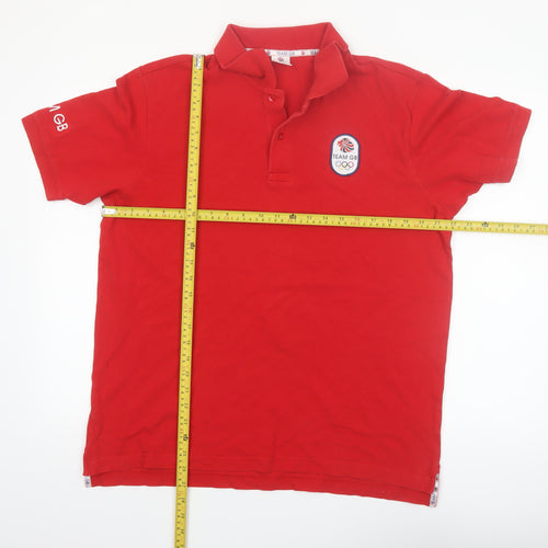 Team GB Men's Red Polo Shirt L Sport Collared Cotton Top