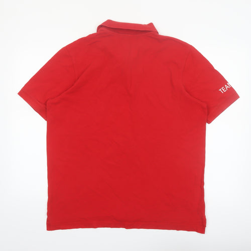 Team GB Men's Red Polo Shirt L Sport Collared Cotton Top