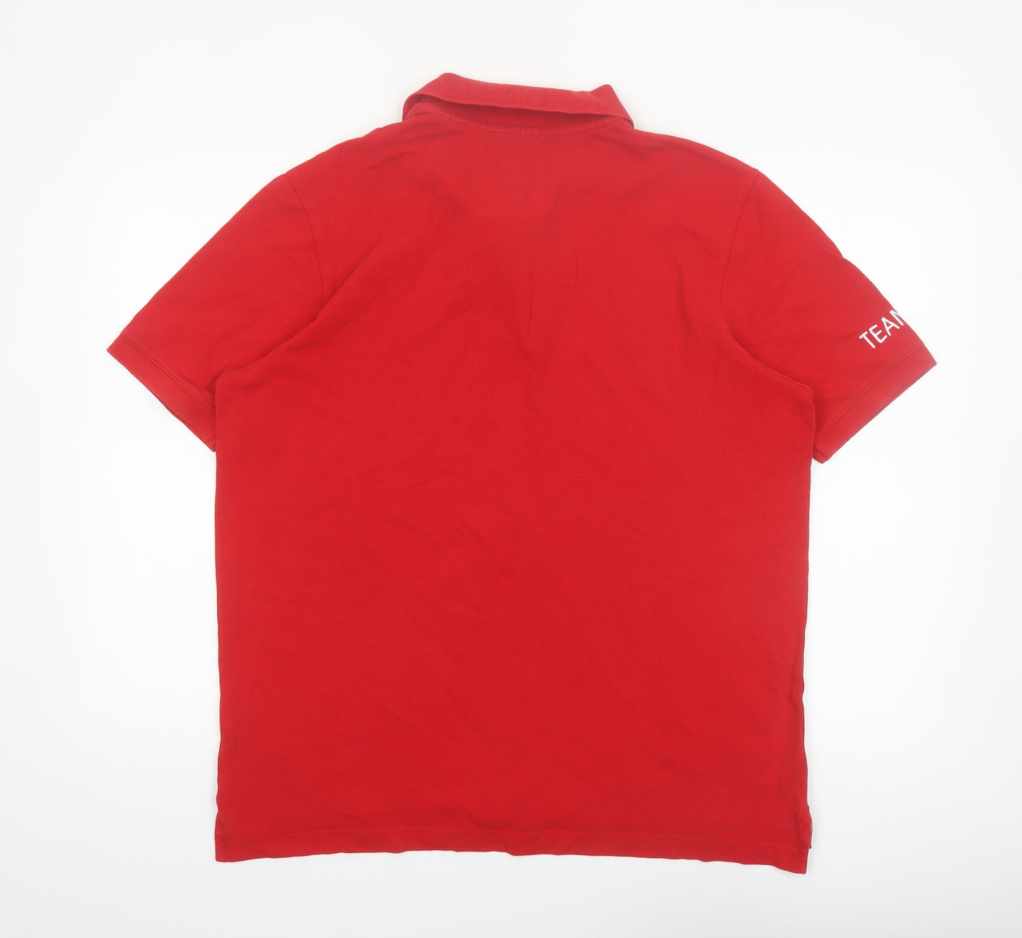 Team GB Men's Red Polo Shirt L Sport Collared Cotton Top