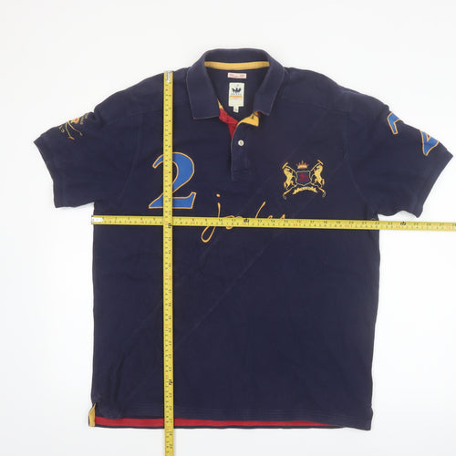 Joules Men’s Blue Latin Polo Club Embroidered Cotton Polo Shirt L