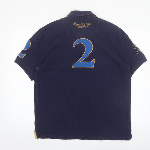 Joules Men’s Blue Latin Polo Club Embroidered Cotton Polo Shirt L