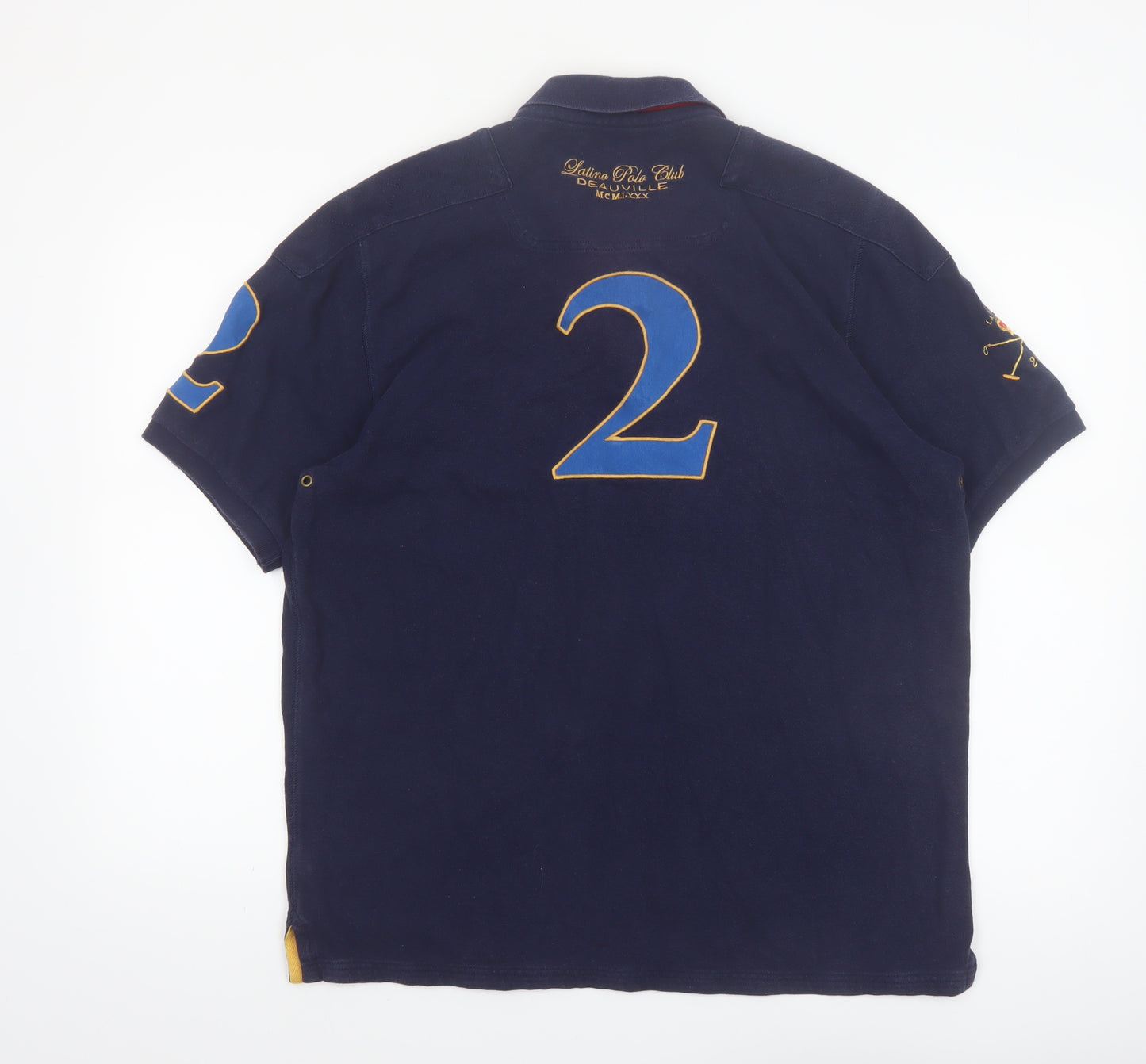 Joules Men’s Blue Latin Polo Club Embroidered Cotton Polo Shirt L