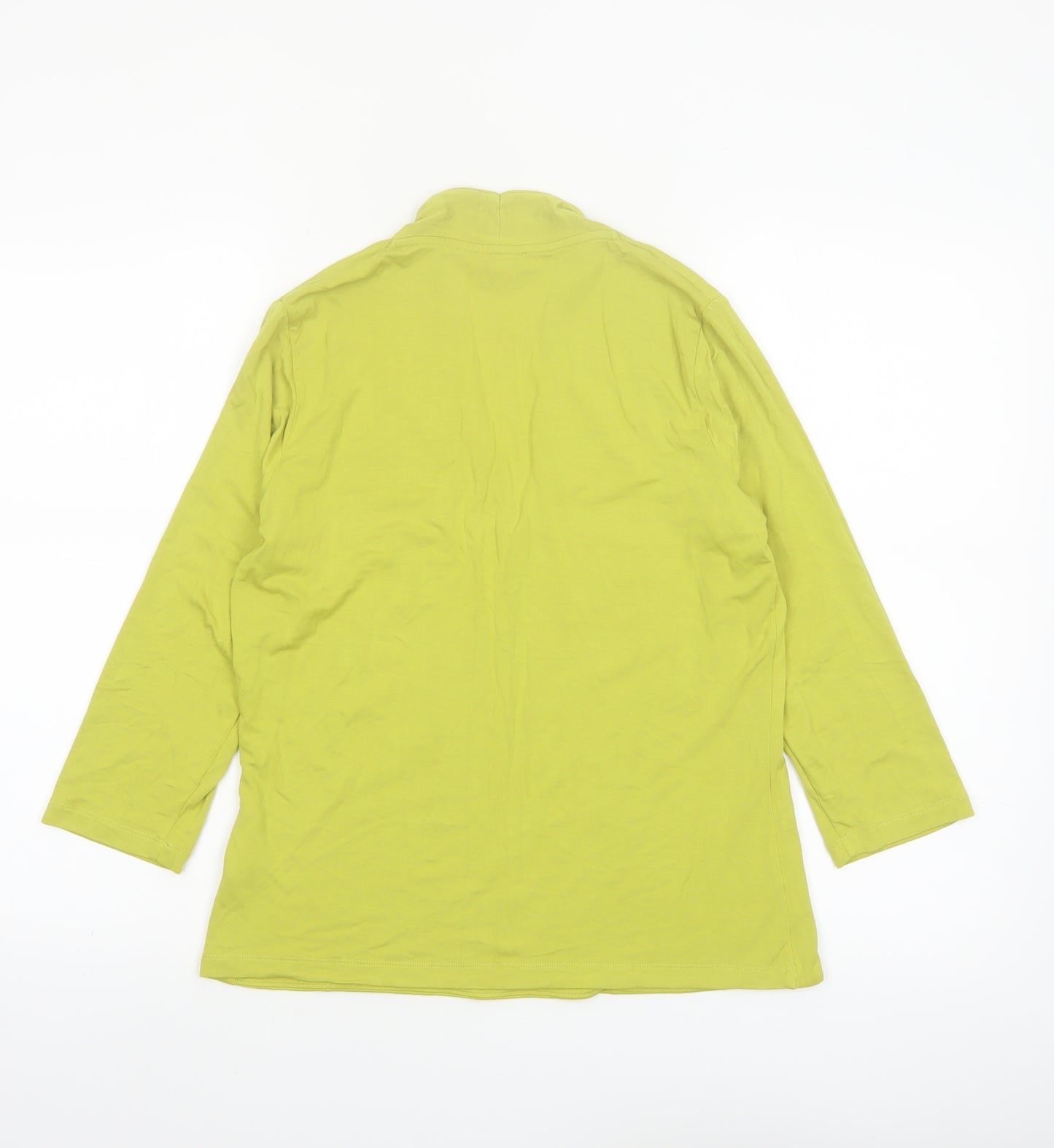 Hobbs Women's Green Viscose Tunic Blouse Size L V-Neck 3/4 Sleeve