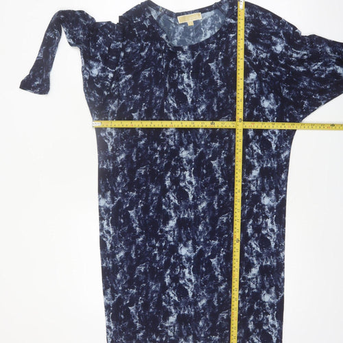 Michael Kors Women's Blue Abstract Long Sleeve Tunic Blouse Size S