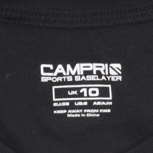 Campri Womens Black Long Sleeve Sports Baselayer Top UK 10