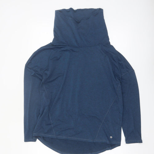 Apana Women Blue Long Sleeve High Neck Stretch Top Size M
