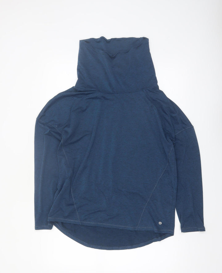 Apana Women Blue Long Sleeve High Neck Stretch Top Size M