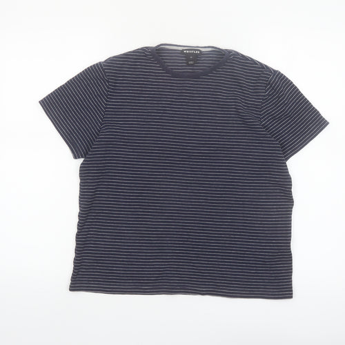 Whistles Women's Blue Striped Cotton T-Shirt XS Short Sleeve