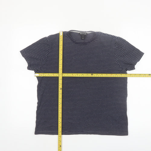 Whistles Women's Blue Striped Cotton T-Shirt XS Short Sleeve