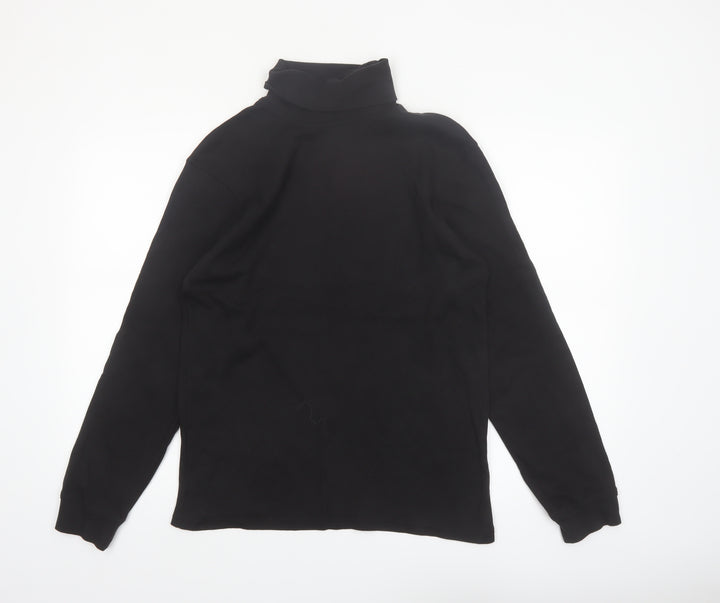 Mountain Warehouse Men's Black Cotton Thermal Roll Neck Long Sleeve Top Size L
