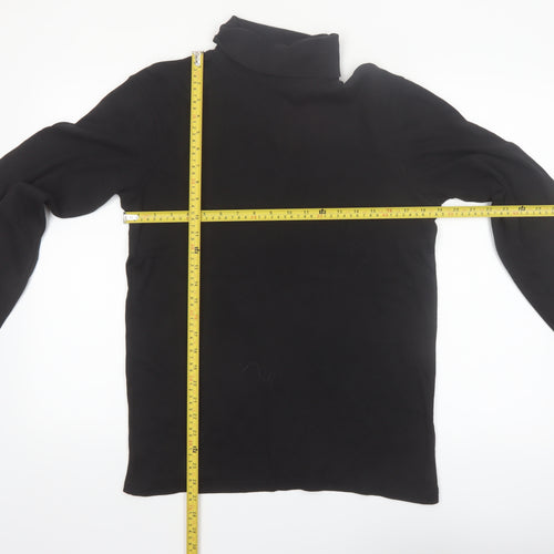 Mountain Warehouse Men's Black Cotton Thermal Roll Neck Long Sleeve Top Size L