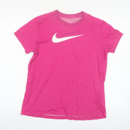 Nike Women's Pink Dri-Fit Crew Neck Sports T-Shirt Size L