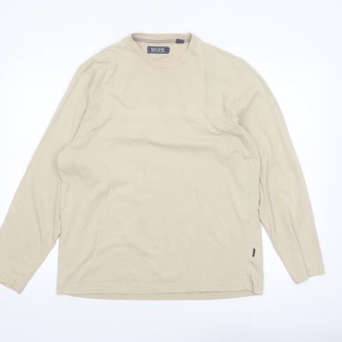 Maine New England Men’s Beige Long Sleeve Cotton Casual Top L