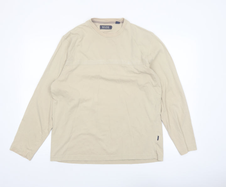 Maine New England Men’s Beige Long Sleeve Cotton Casual Top L