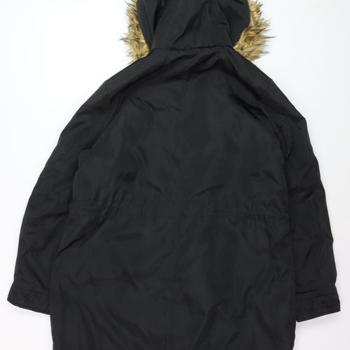 Studio Outerwear Women's Black Faux Fur Hooded Parka Coat Size 16