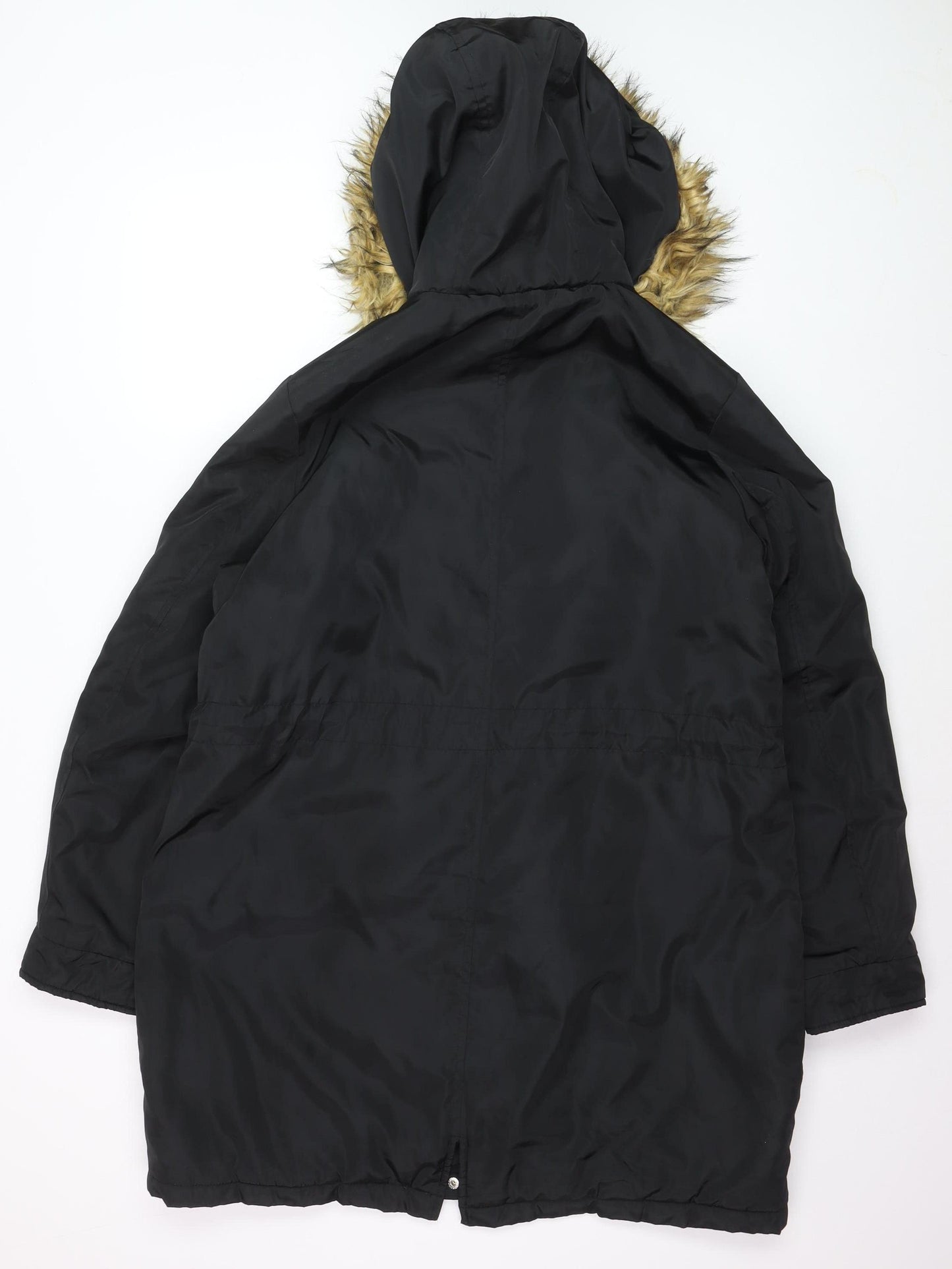 Studio Outerwear Women's Black Faux Fur Hooded Parka Coat Size 16