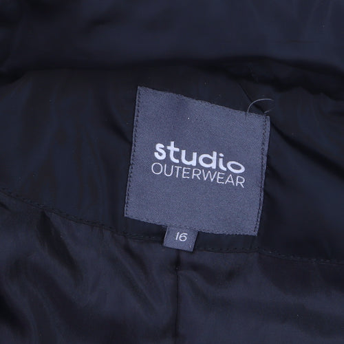 Studio Outerwear Women's Black Faux Fur Hooded Parka Coat Size 16