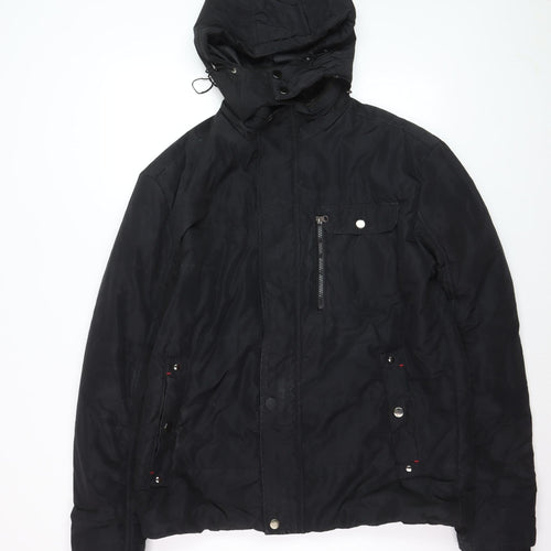 Seven Lemon Men’s Black Hooded Puffer Jacket L Winter Casual