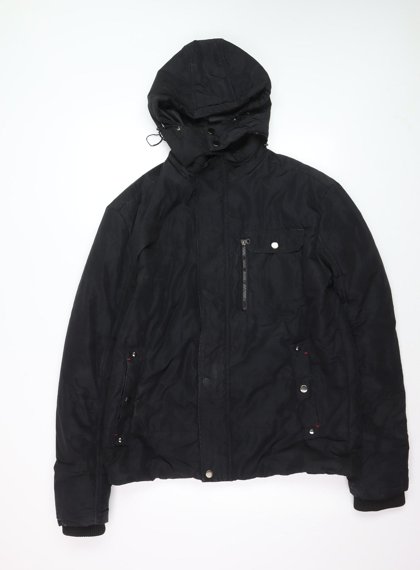 Seven Lemon Men’s Black Hooded Puffer Jacket L Winter Casual
