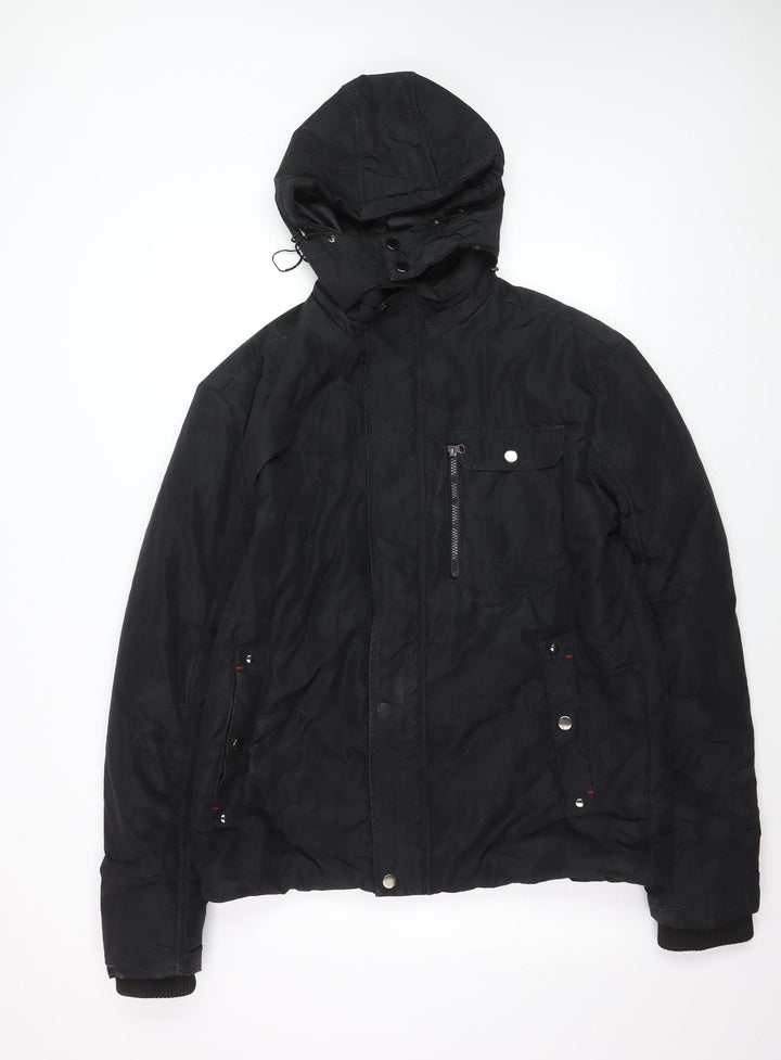 Seven Lemon Men’s Black Hooded Puffer Jacket L Winter Casual