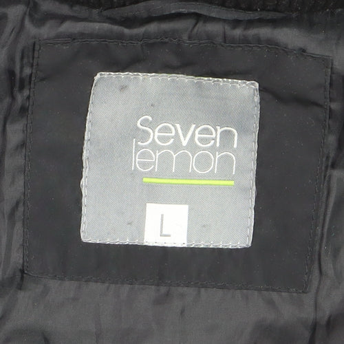 Seven Lemon Men’s Black Hooded Puffer Jacket L Winter Casual