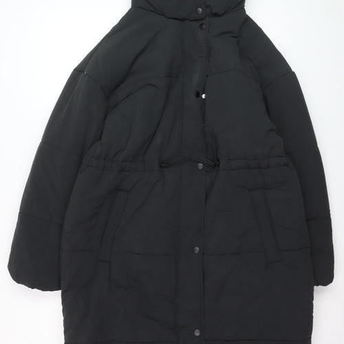Marks and Spencer Women's Black Size 12 Long Hooded Puffer Coat