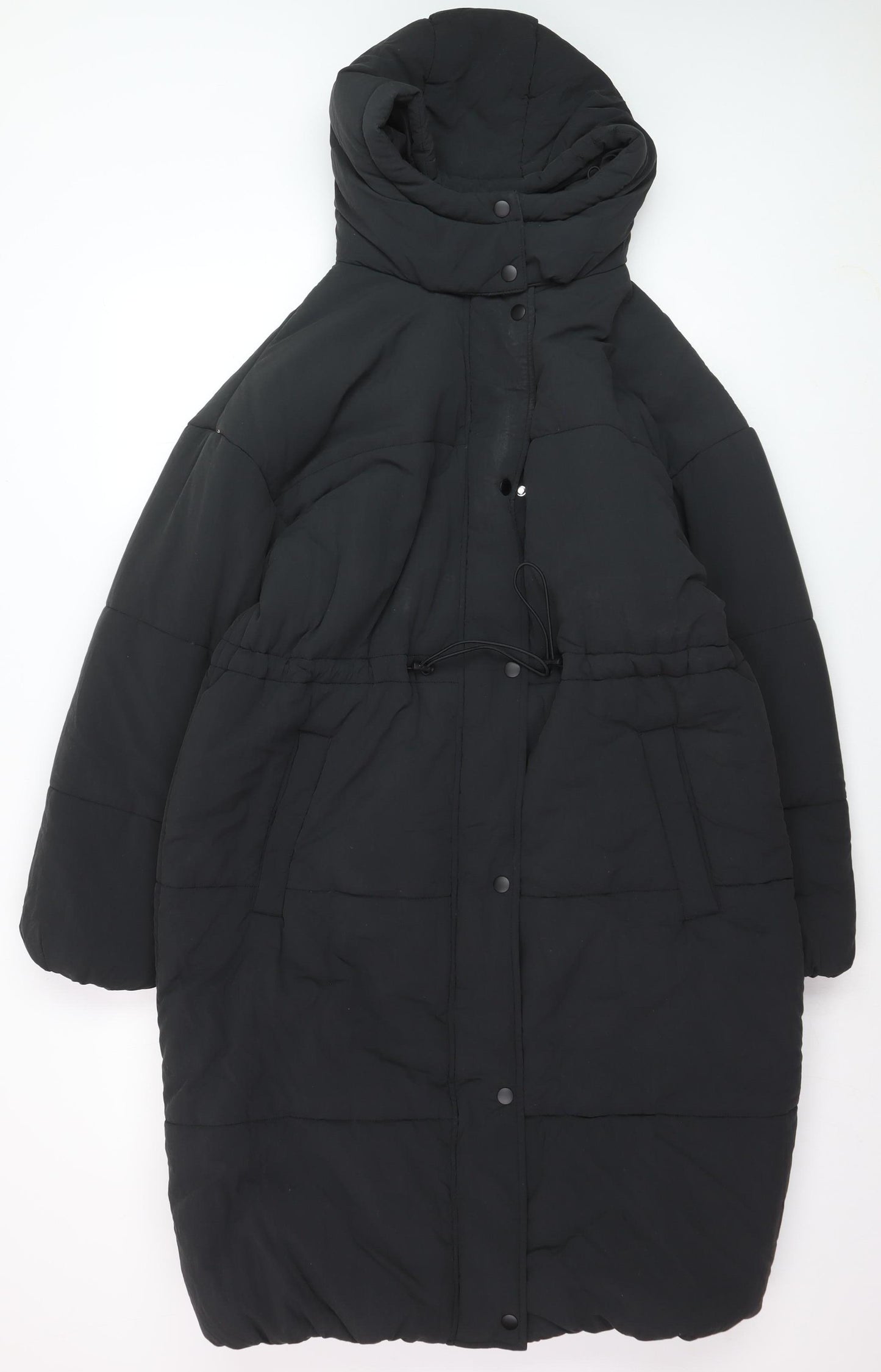 Marks and Spencer Women's Black Size 12 Long Hooded Puffer Coat