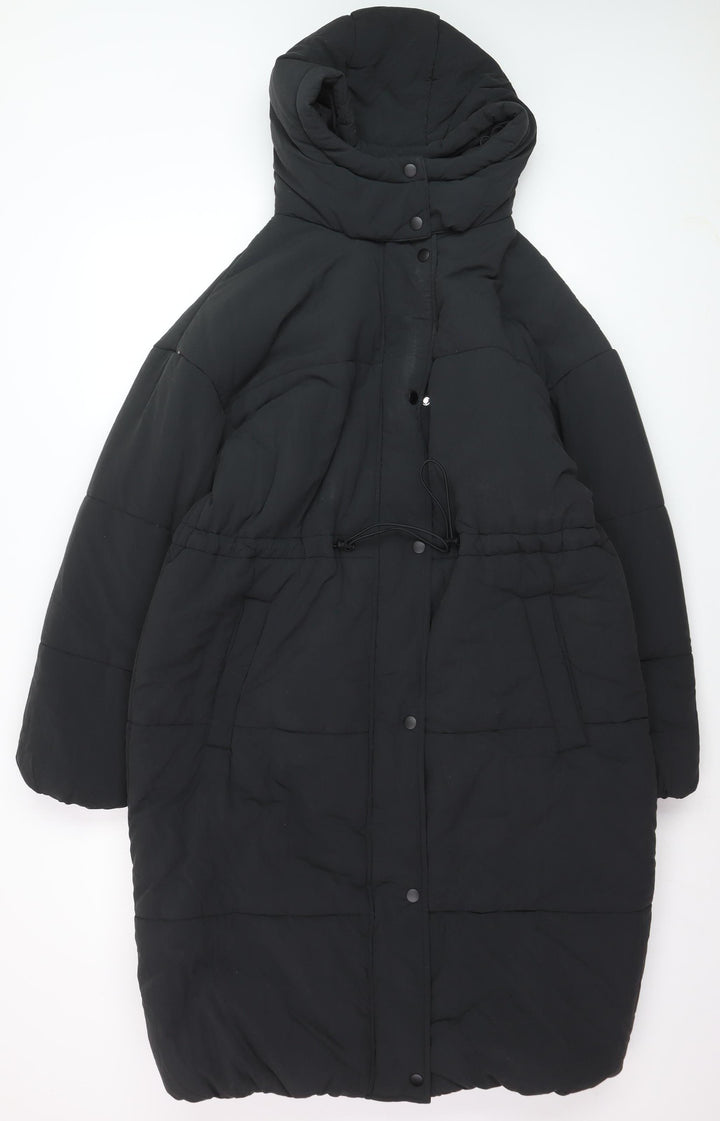 Marks and Spencer Women's Black Size 12 Long Hooded Puffer Coat