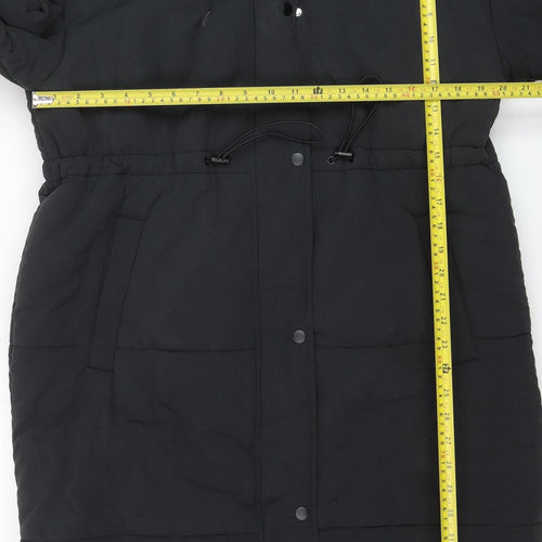 Marks and Spencer Women's Black Size 12 Long Hooded Puffer Coat