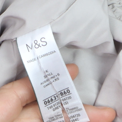 Marks and Spencer Women's Grey Shower Resistant Cropped Windbreaker Jacket Size S