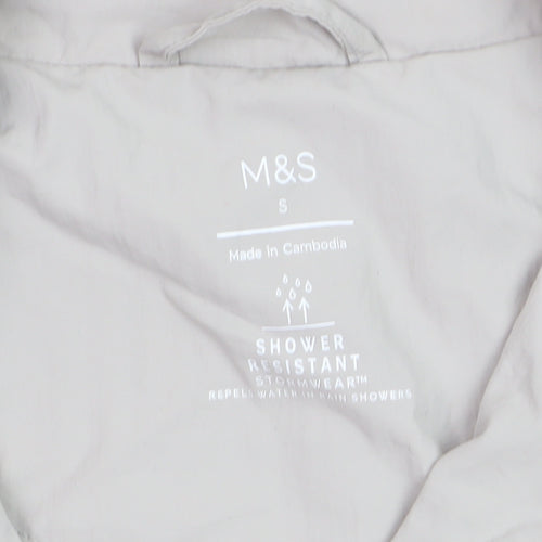 Marks and Spencer Women's Grey Shower Resistant Cropped Windbreaker Jacket Size S