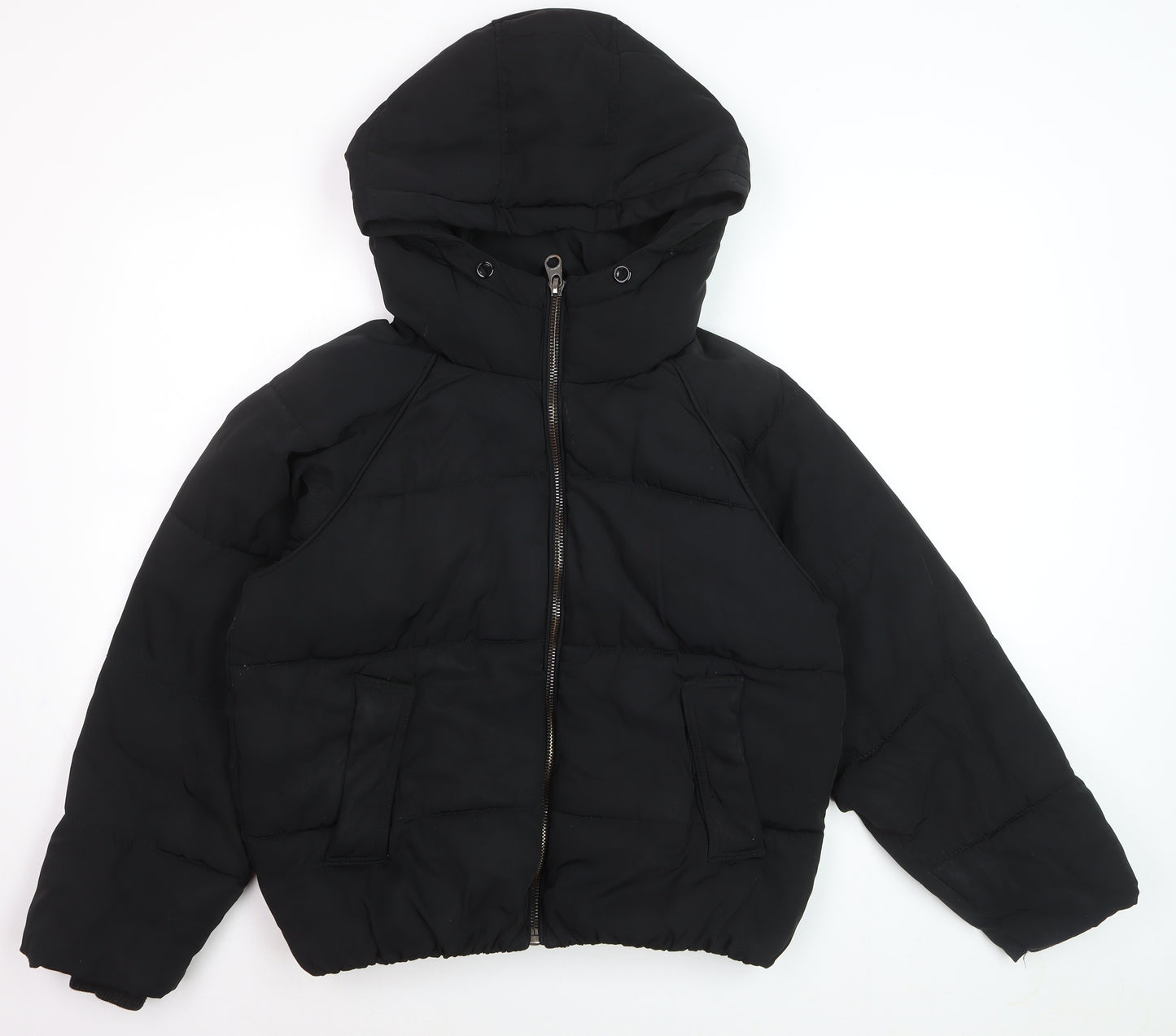 Pull & Bear Women’s Black XS Hooded Puffer Jacket Winter Coat
