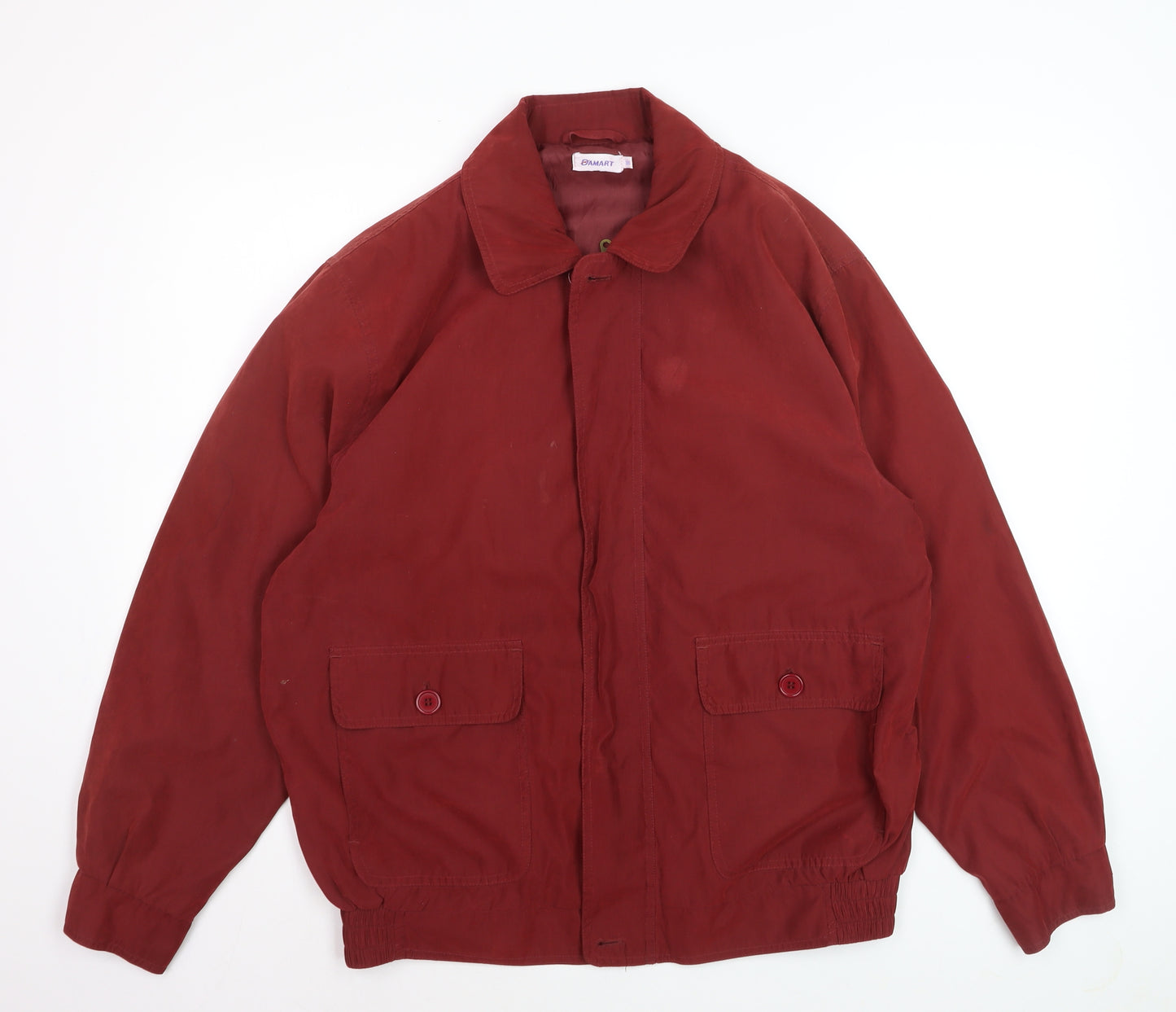 Damart Men's Red Bomber Jacket Size 38 Regular Lined Classic Style