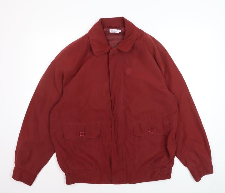 Damart Men's Red Bomber Jacket Size 38 Regular Lined Classic Style